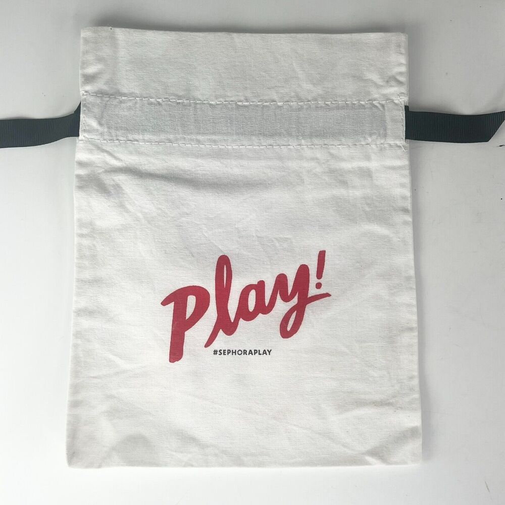 Sephora Play! Drawstring Cloth MakeUp Delicates Travel Bag White Red Black New